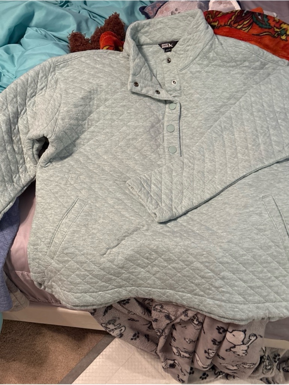 Eddie Bauer Quilted Crewneck Pullover - Light Mint